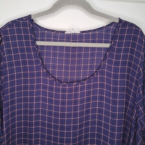 Maurices Lightweight Blue Plaid Blouse Plus Size 2X - Picture 3 of 6